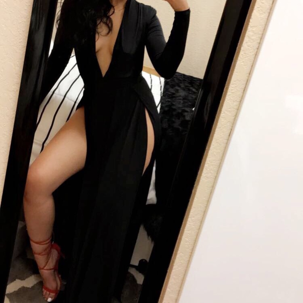 Spree Split Black Dress